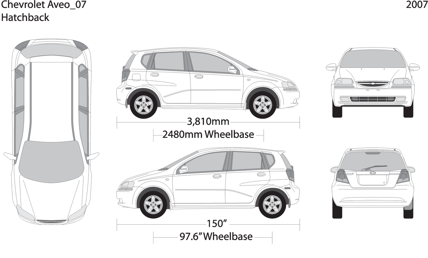 2007 Chevy Aveo Hatchback V07 Vehicle Wrap Template
