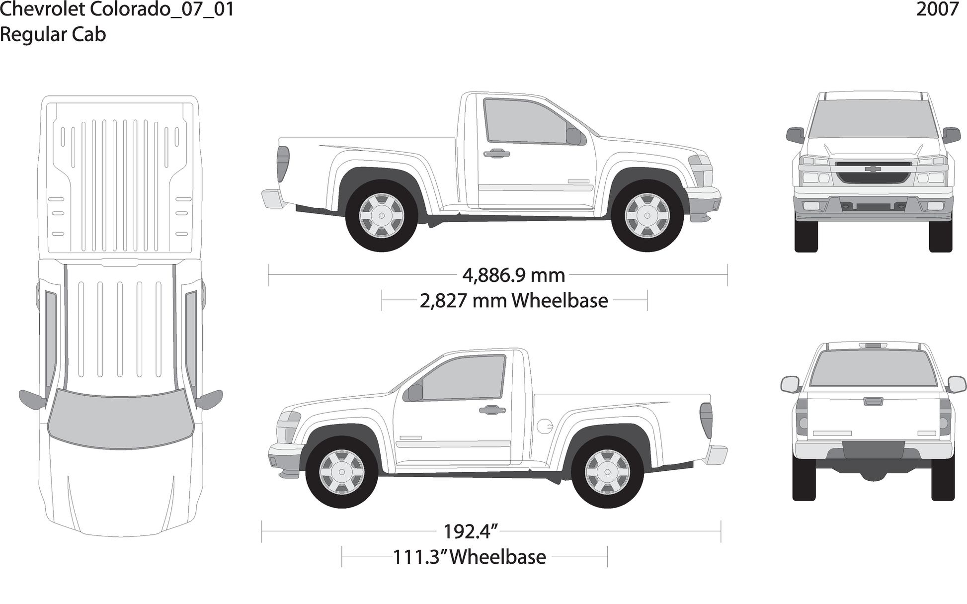 2007 Chevy Colorado V01 Vehicle Wrap Template