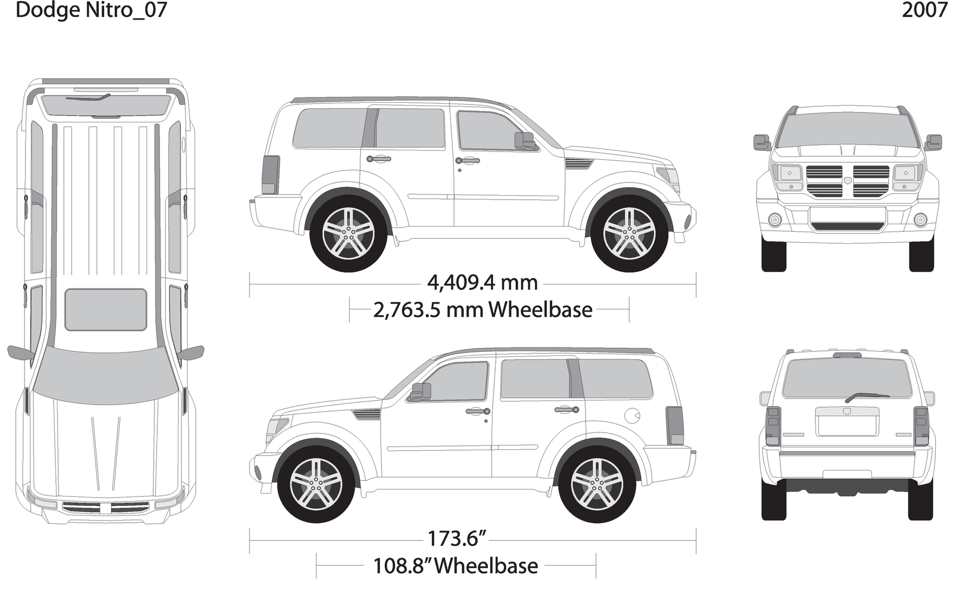 2007 Dodge Nitro V07 Vehicle Wrap Template