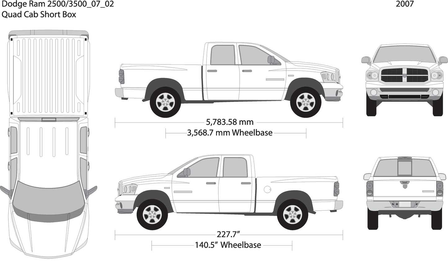 2007 Dodge Ram 2500 3500 V02 Vehicle Wrap Template