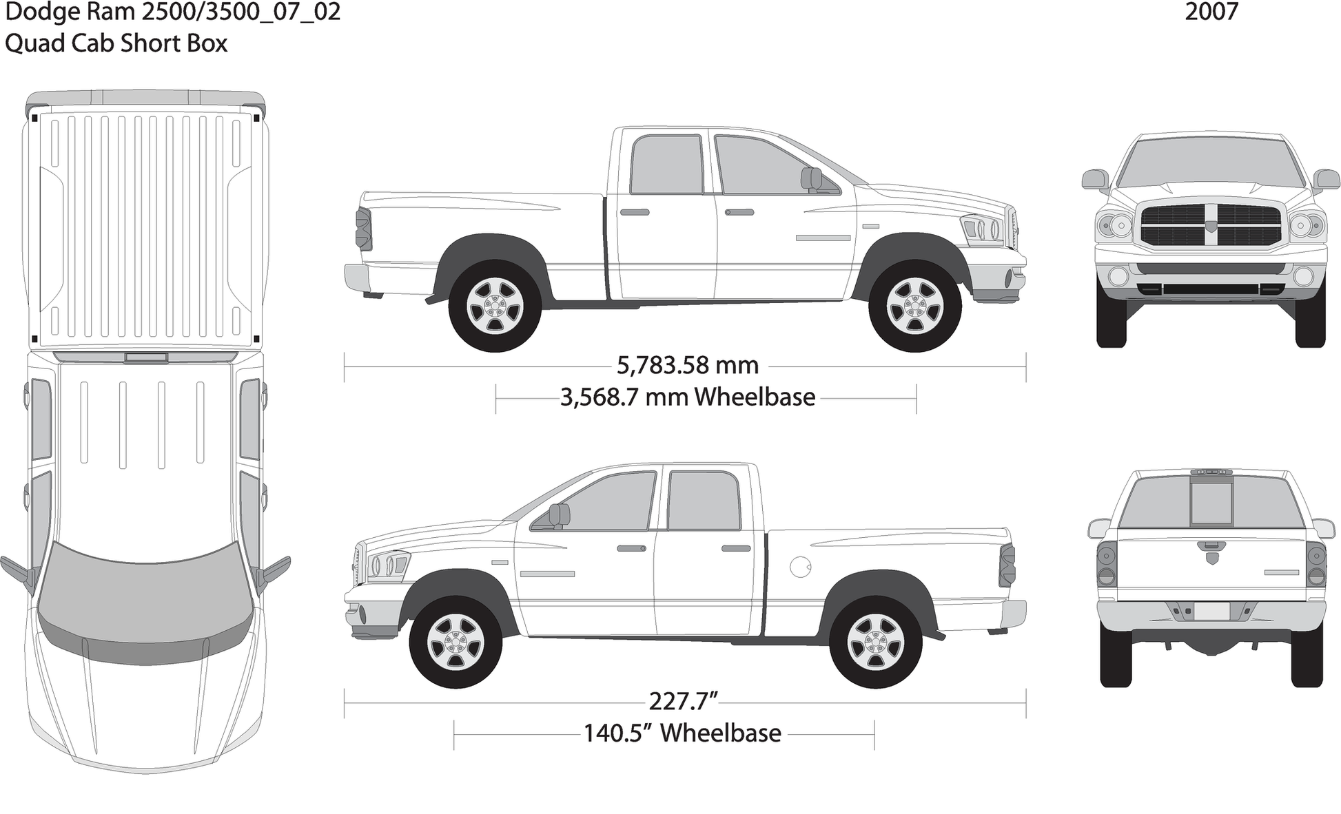 2007 Dodge Ram 2500 3500 V02 Vehicle Wrap Template