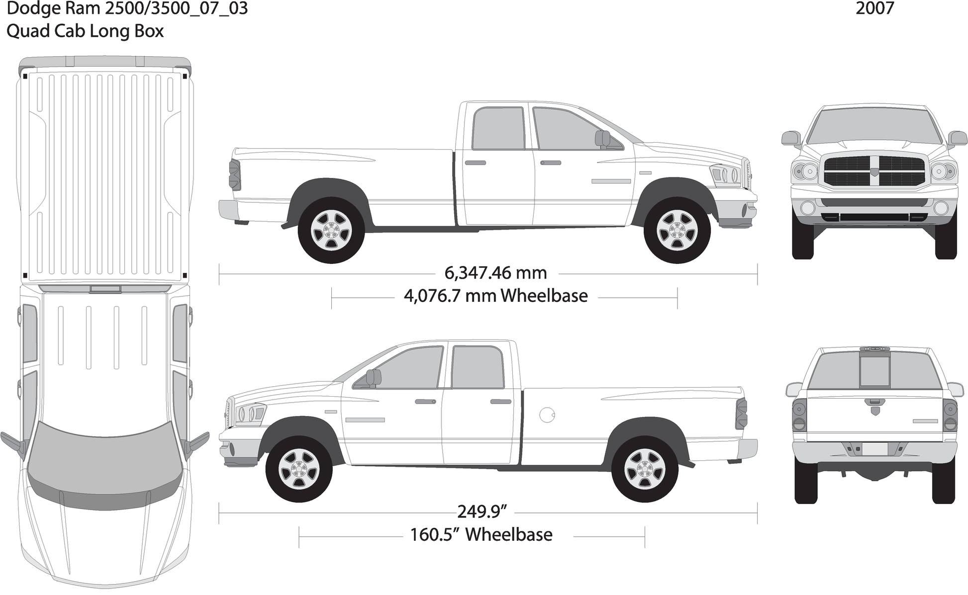 2007 Dodge Ram 2500 3500 V03 Vehicle Wrap Template