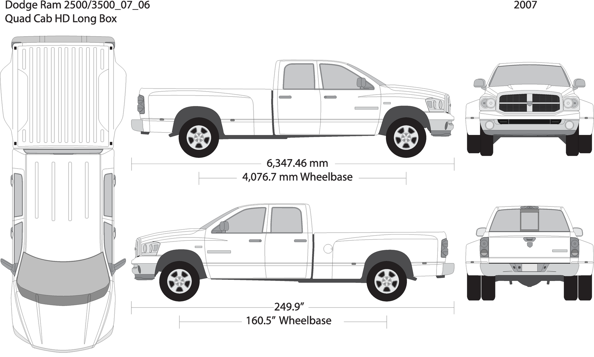 2007 Dodge Ram 2500 3500 V06 Vehicle Wrap Template