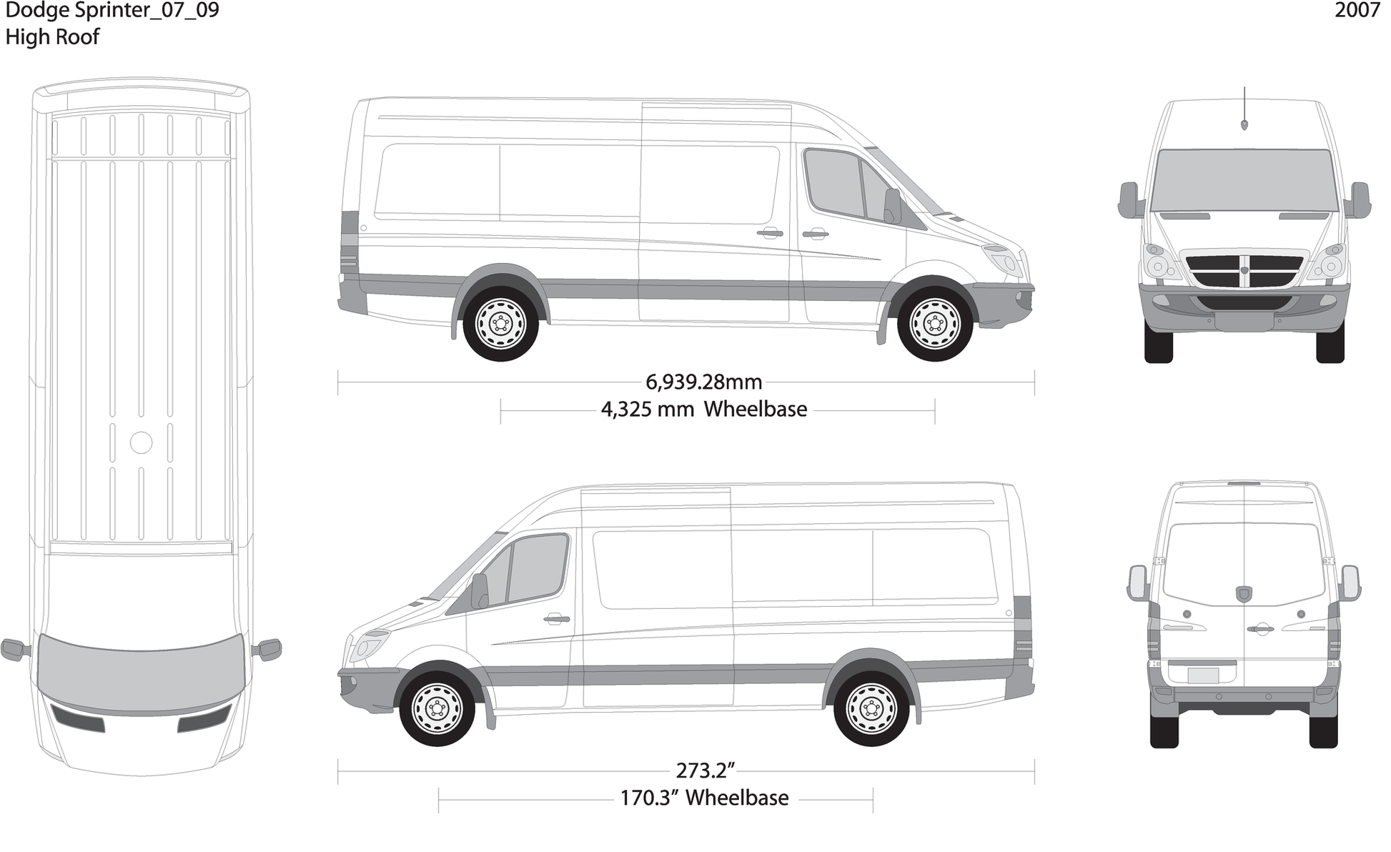 2007 Dodge Sprinter V09 Vehicle Wrap Template