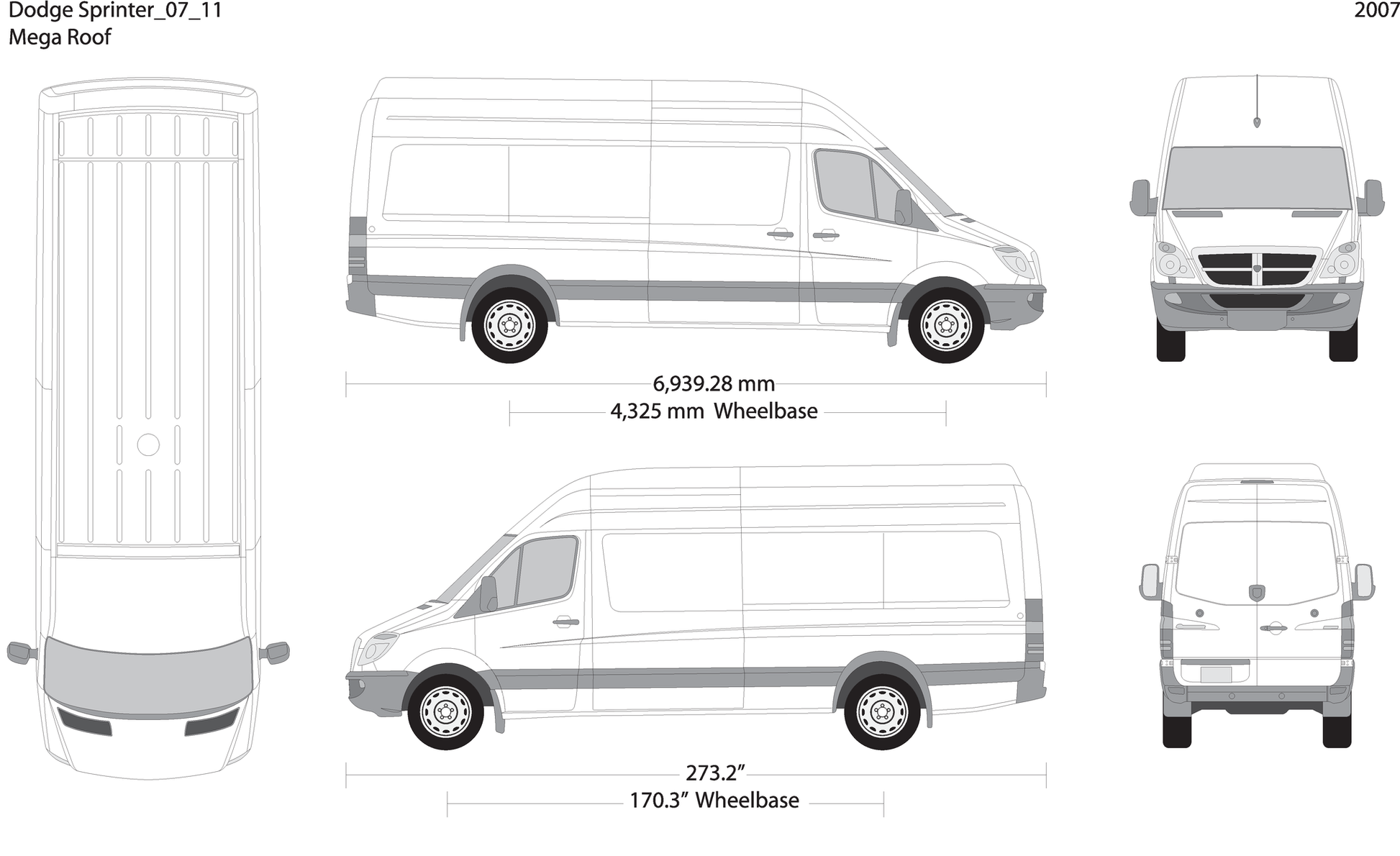 2007 Dodge Sprinter V11 Vehicle Wrap Template
