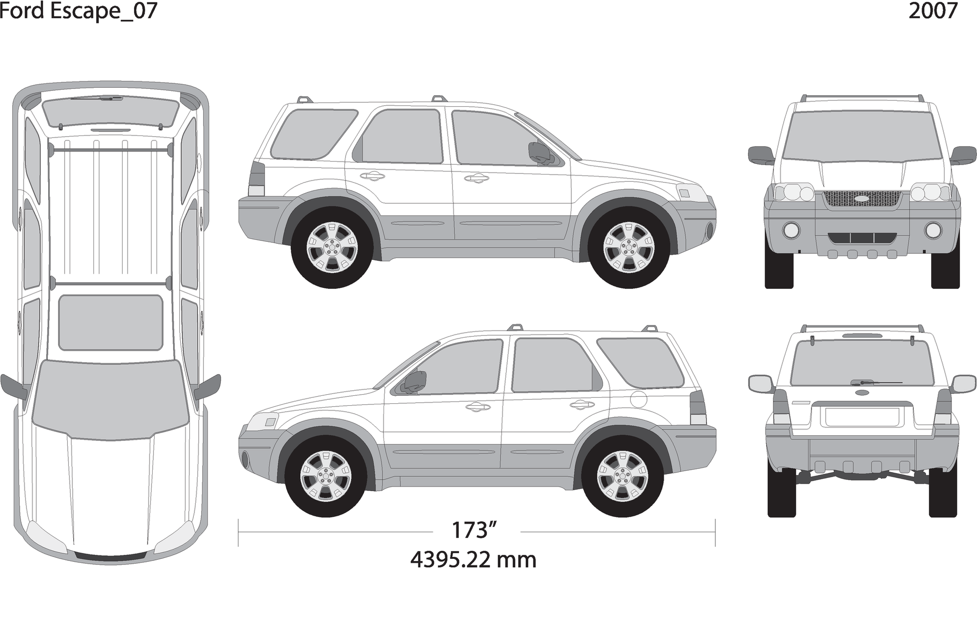 2007 Ford Escape V07 Vehicle Wrap Template