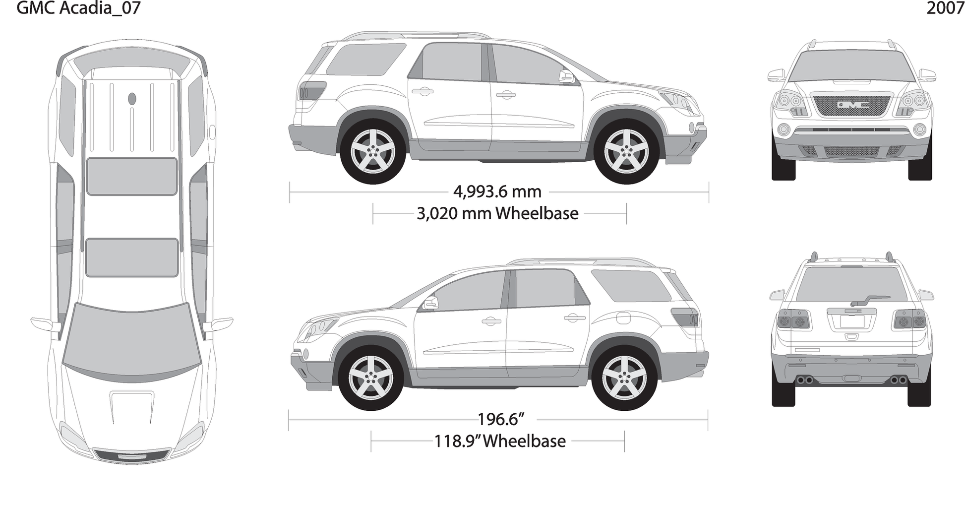 2007 Gmc Acadia V07 Vehicle Wrap Template