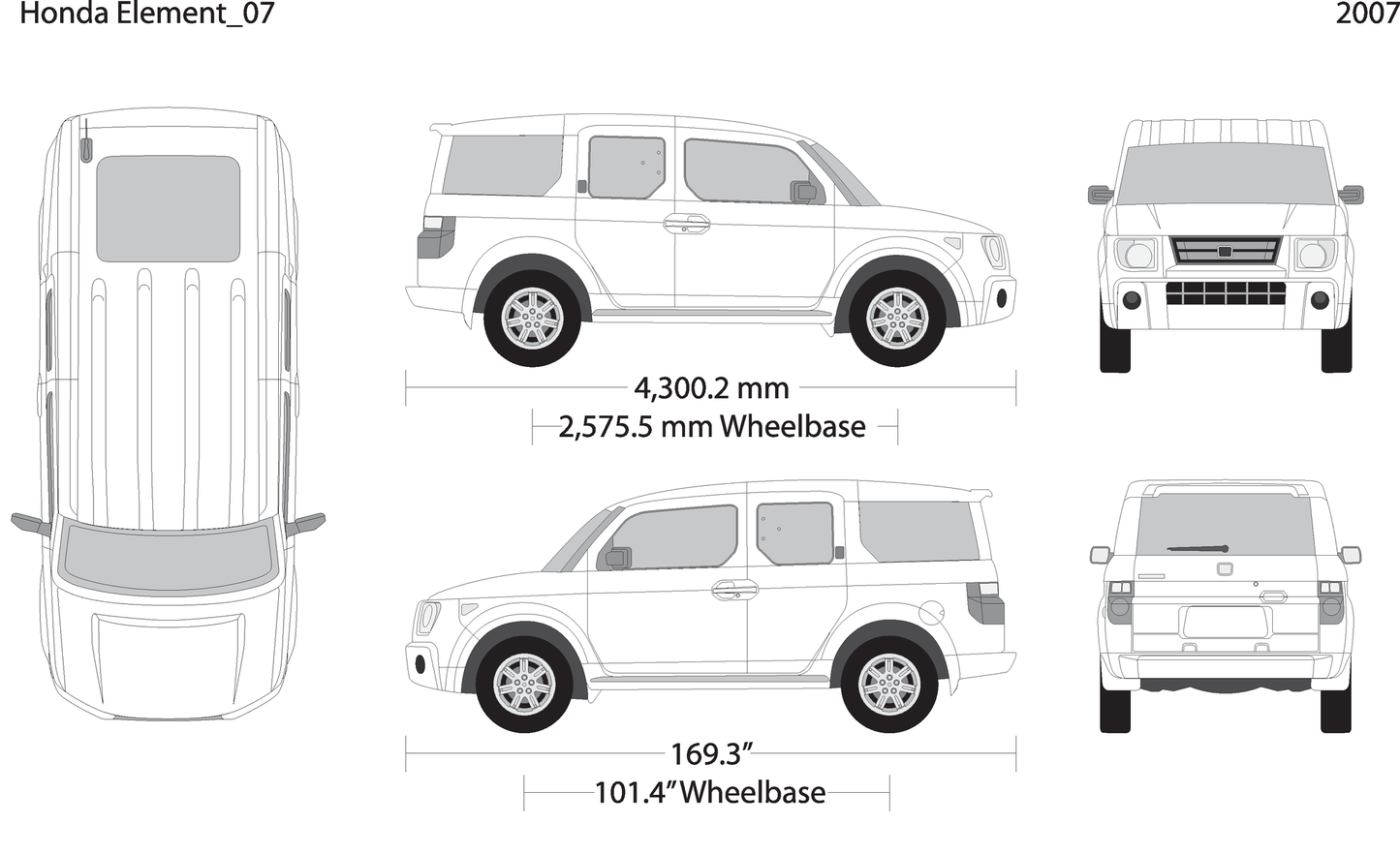 2007 Honda Element V07 Vehicle Wrap Template