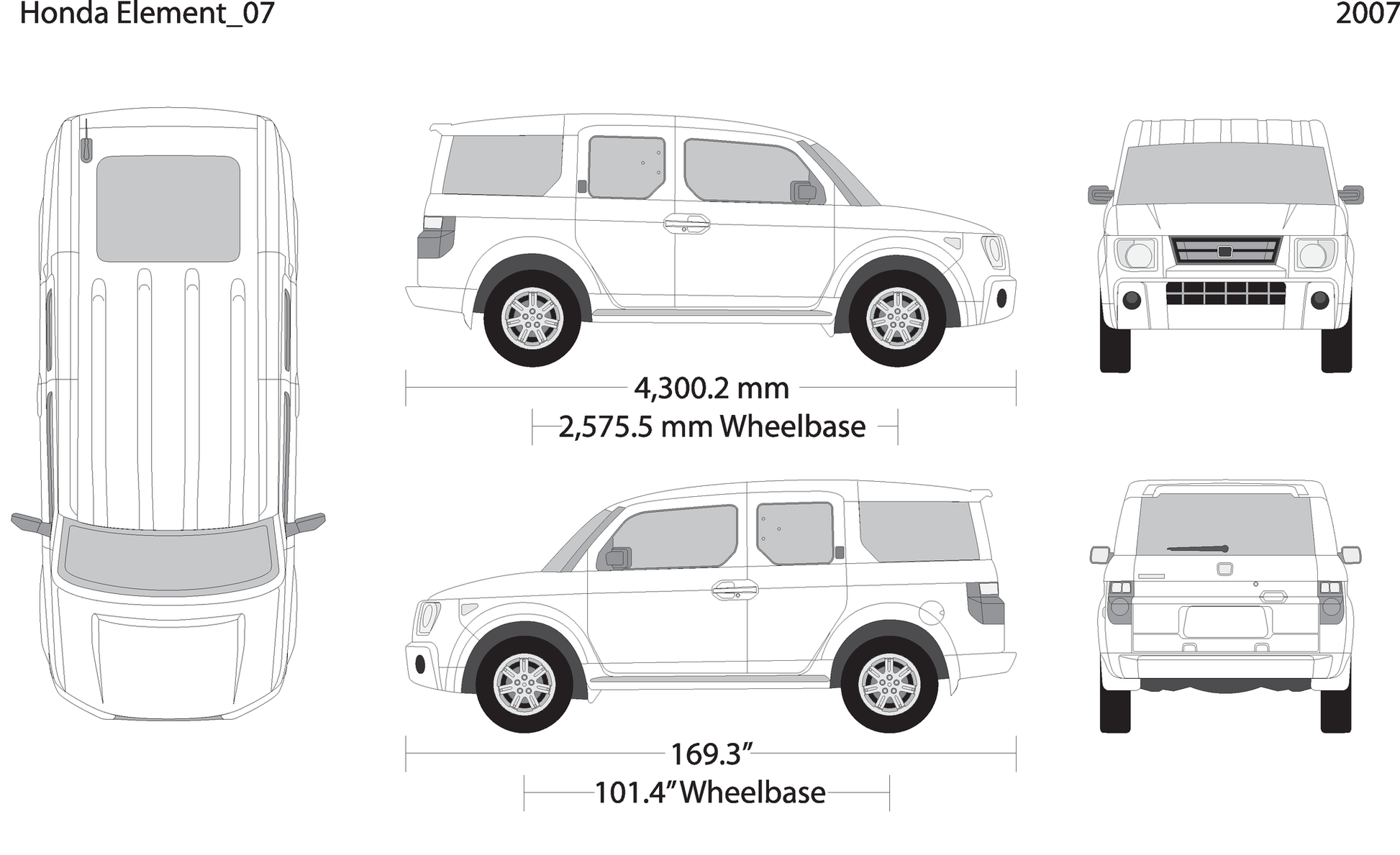 2007 Honda Element V07 Vehicle Wrap Template