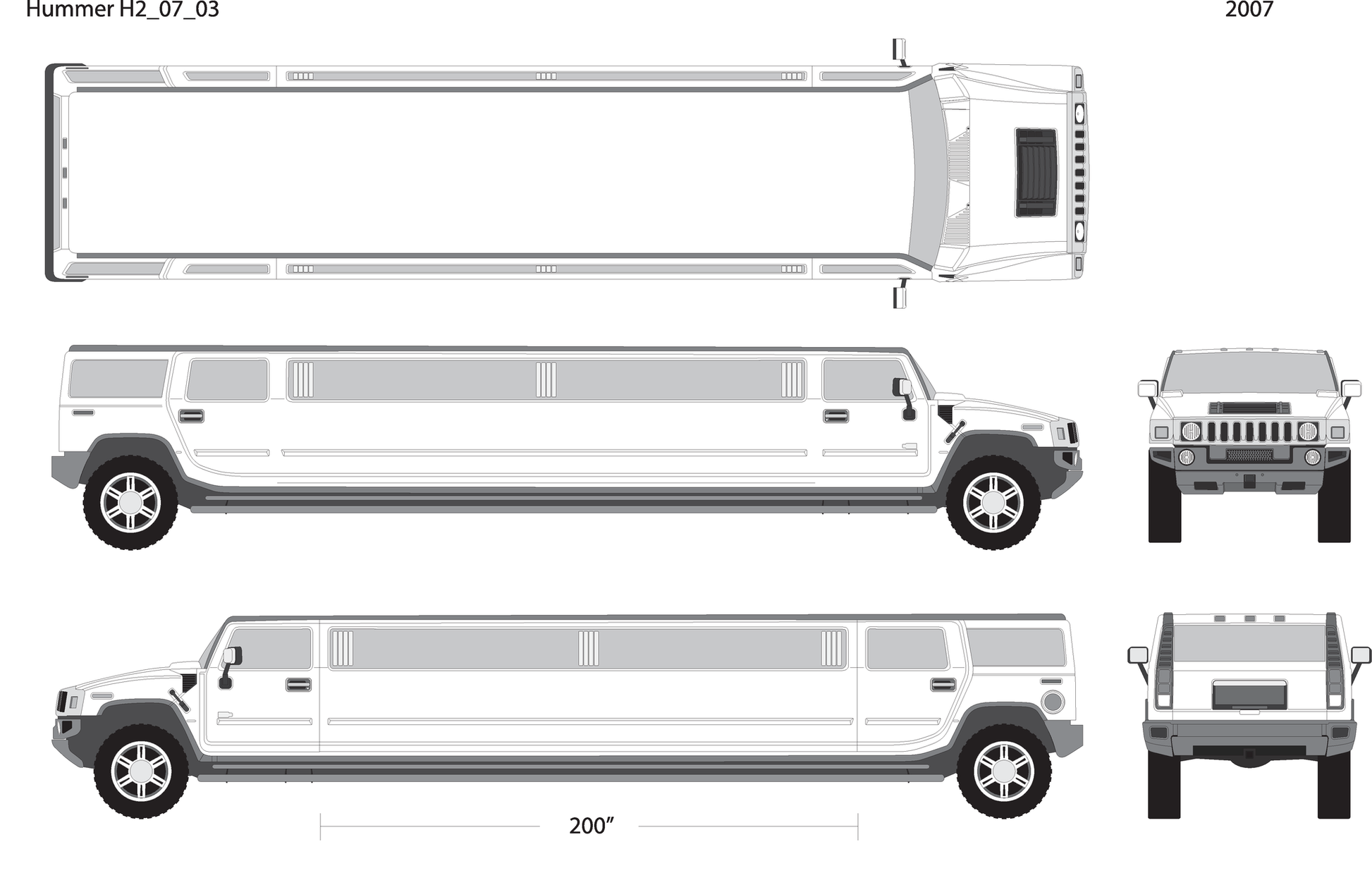 2007 Hummer Hummer Limos H2 Limo V03 Vehicle Wrap Template