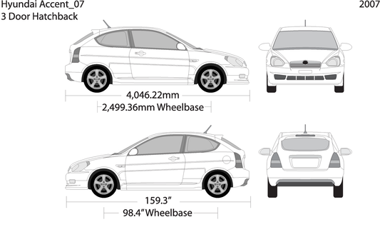 2007 Hyundai Accent Hatchback V07 Vehicle Wrap Template