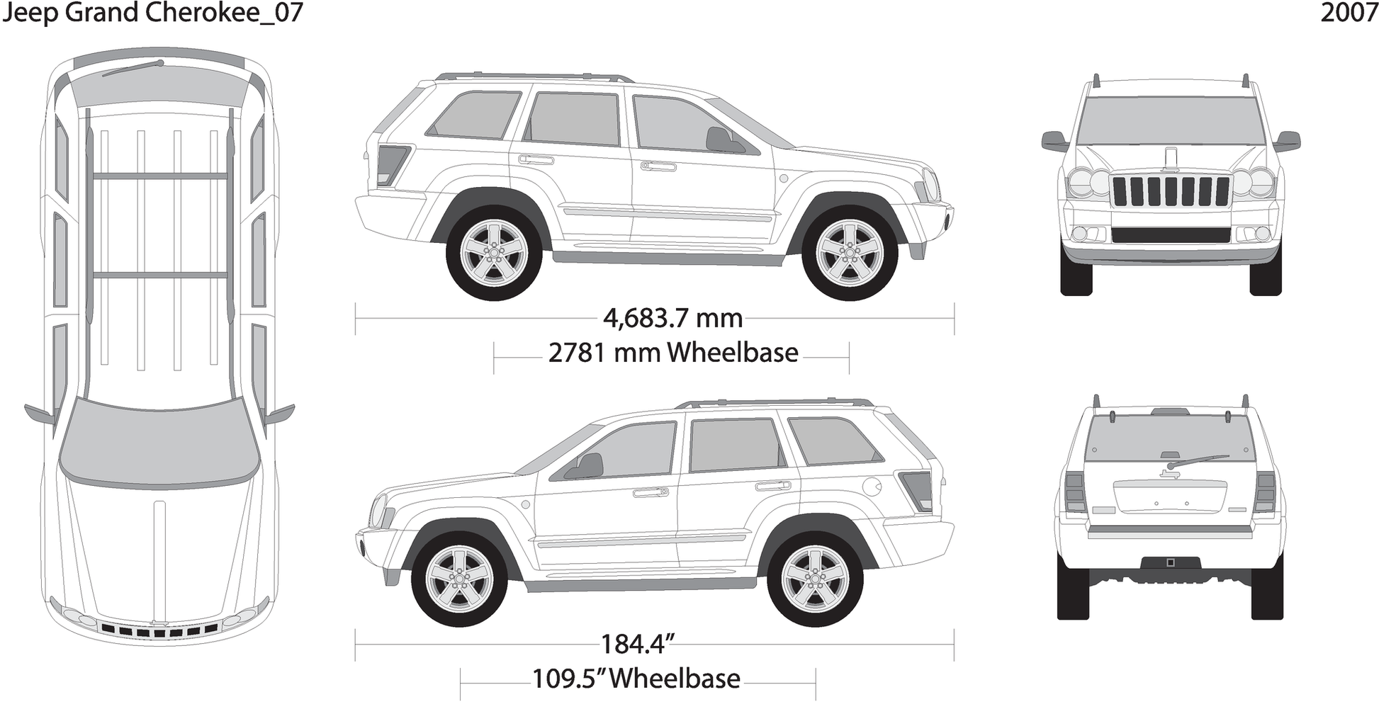 2007 Jeep Grand Cherokee V07 Vehicle Wrap Template