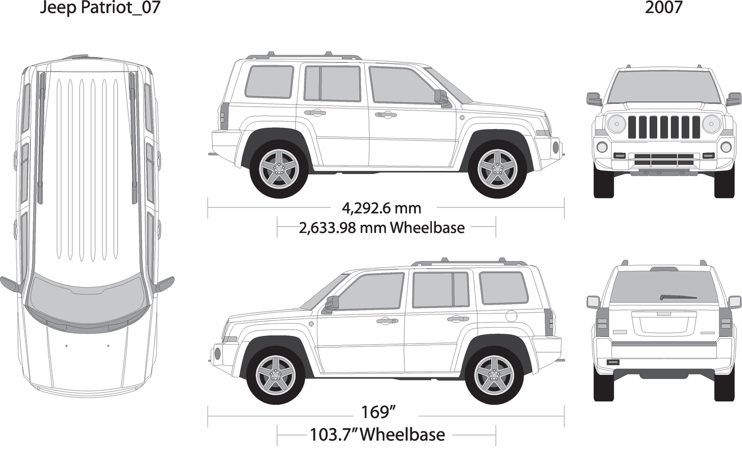 2007 Jeep Patriot V07 Vehicle Wrap Template