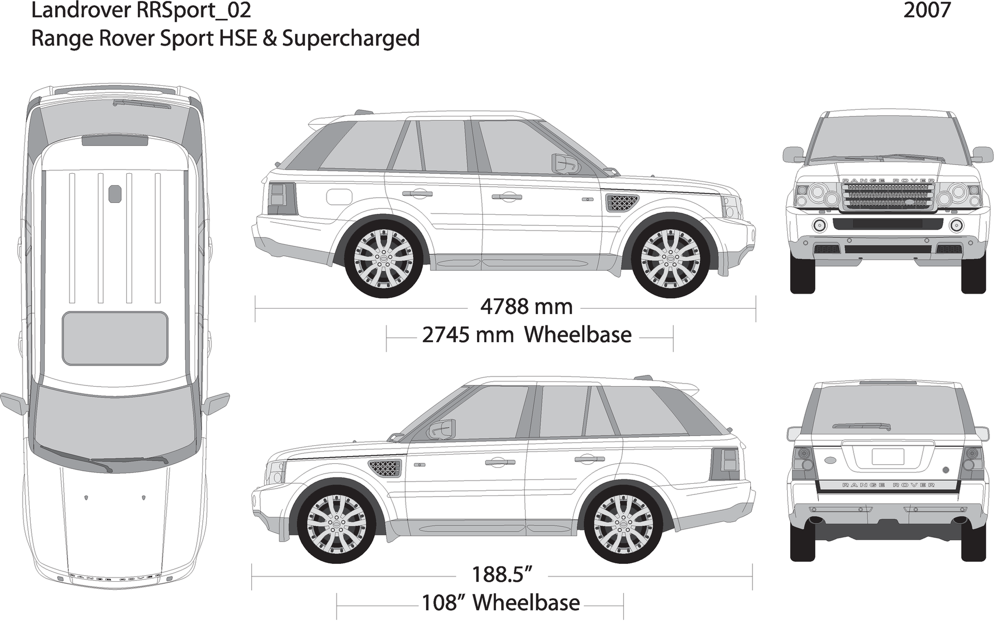 2007 Land Rover Range Rover Sport V07 Vehicle Wrap Template