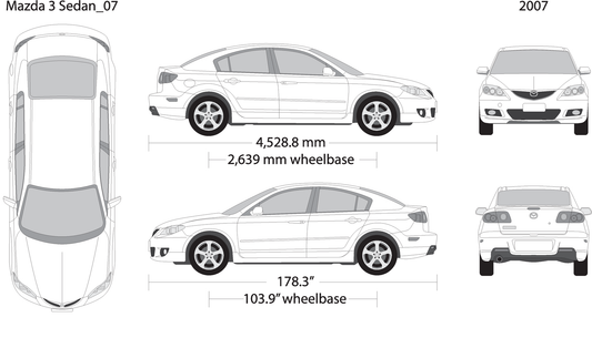 2007 Mazda Mazda 3 Sedan V02 Vehicle Wrap Template