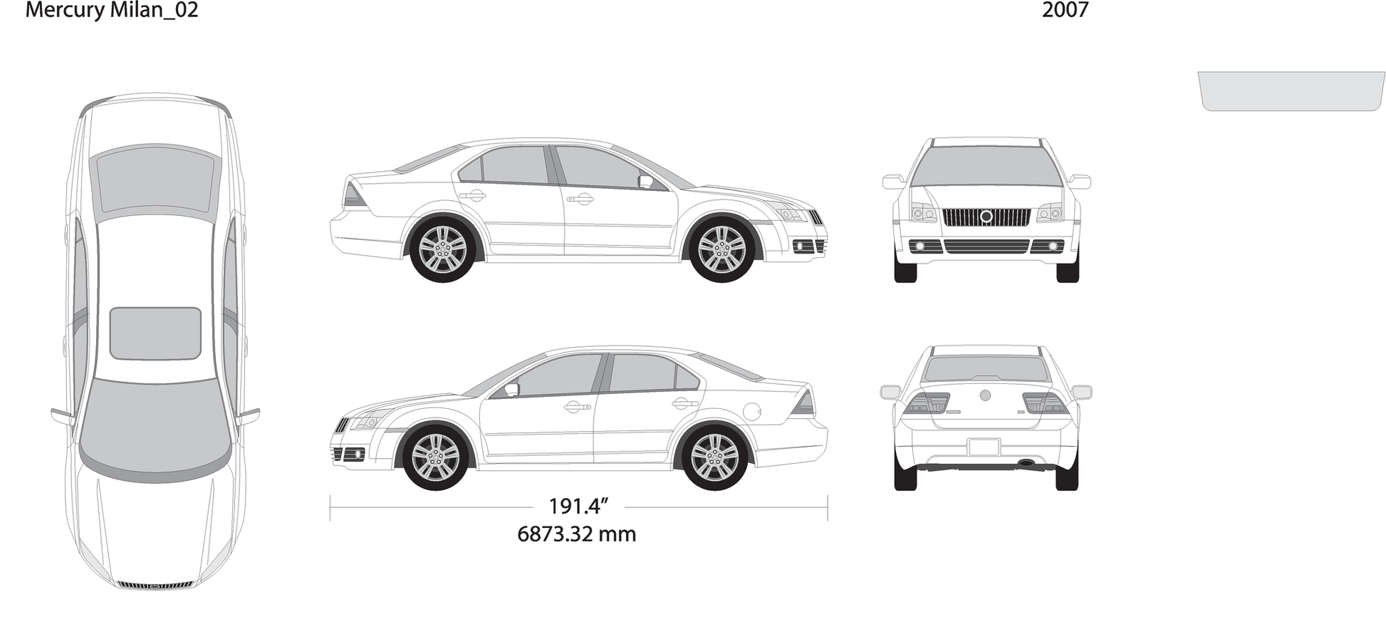 2007 Mercury Milan V02 Vehicle Wrap Template