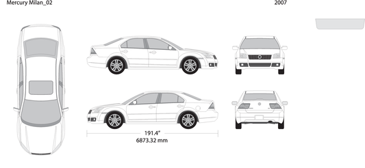 2007 Mercury Milan V02 Vehicle Wrap Template