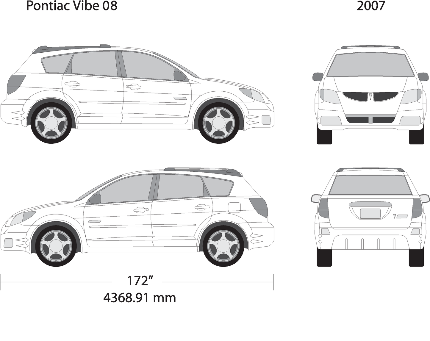 2007 Pontiac Vibe V08 Vehicle Wrap Template