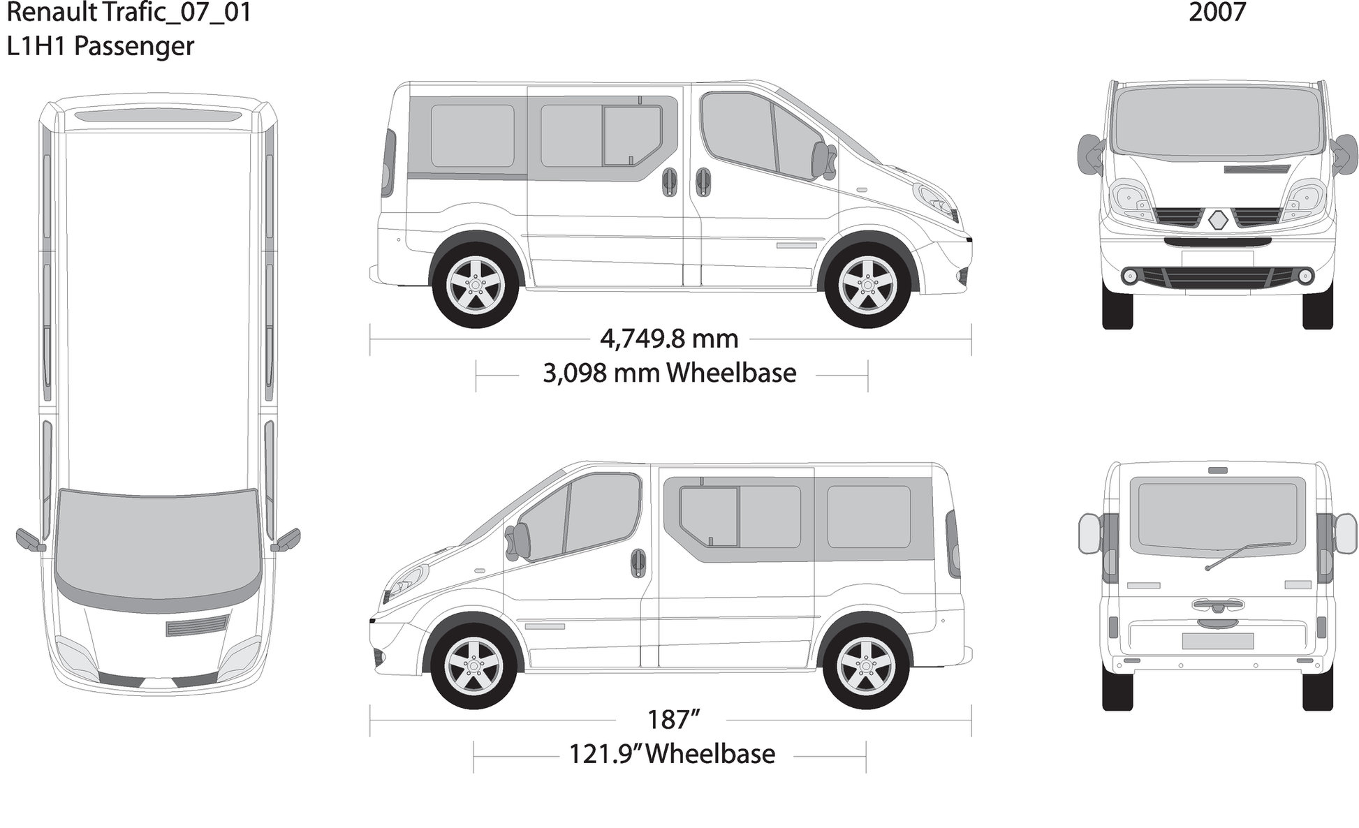 2007 Renault Trafic V01 Vehicle Wrap Template