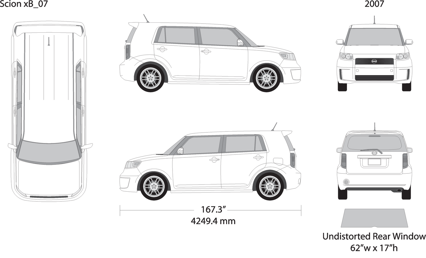2007 Scion Xb V07 Vehicle Wrap Template