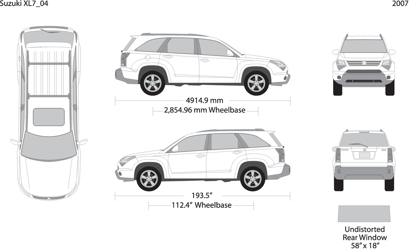 2007 Suzuki Xl7 V04 Vehicle Wrap Template