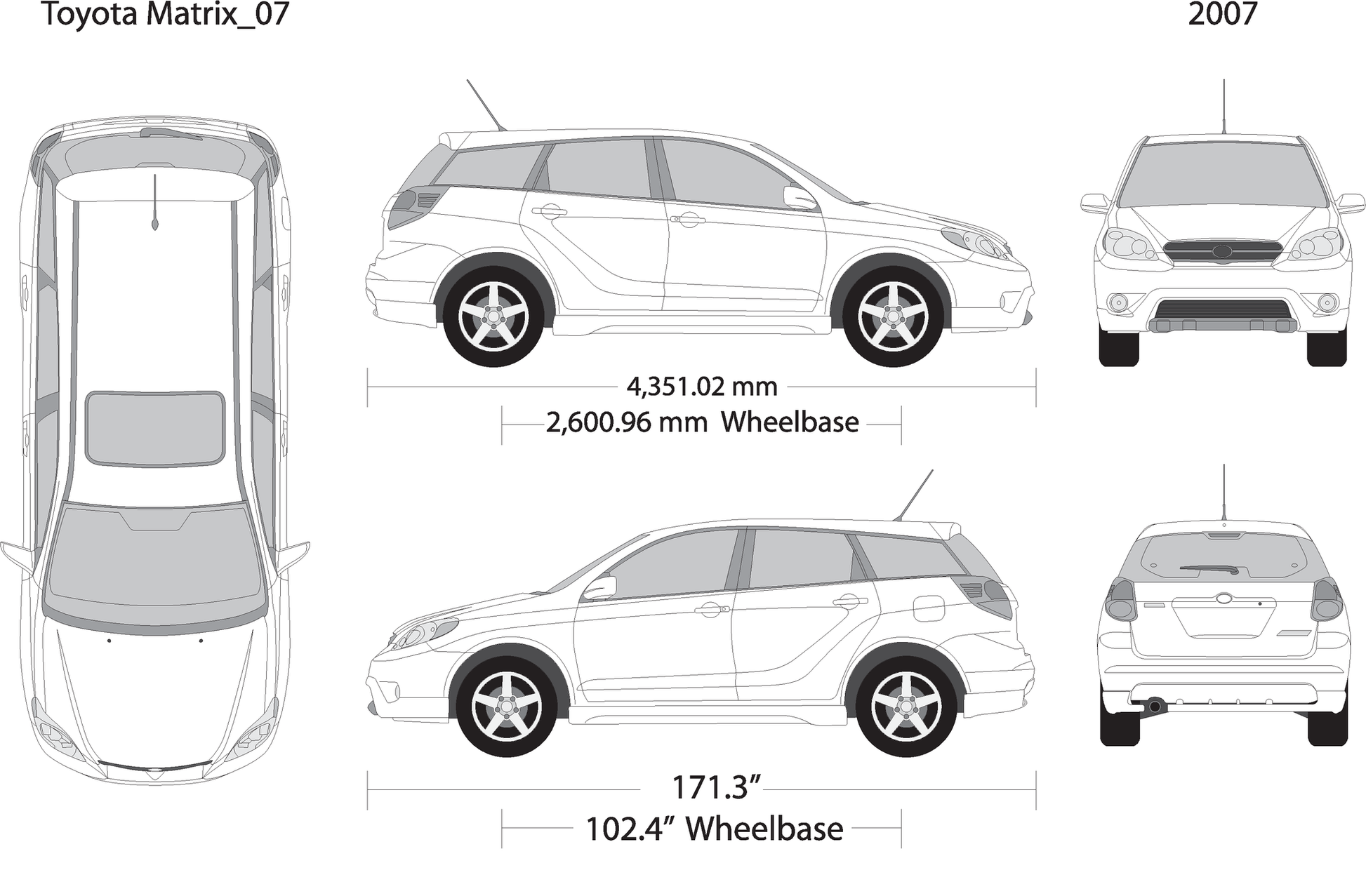 2007 Toyota Matrix V07 Vehicle Wrap Template