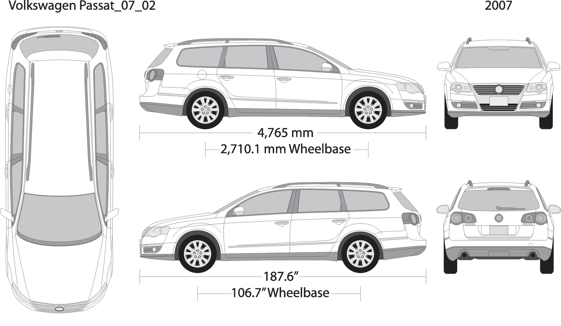 2007 Volkswagen Passat V02 Vehicle Wrap Template