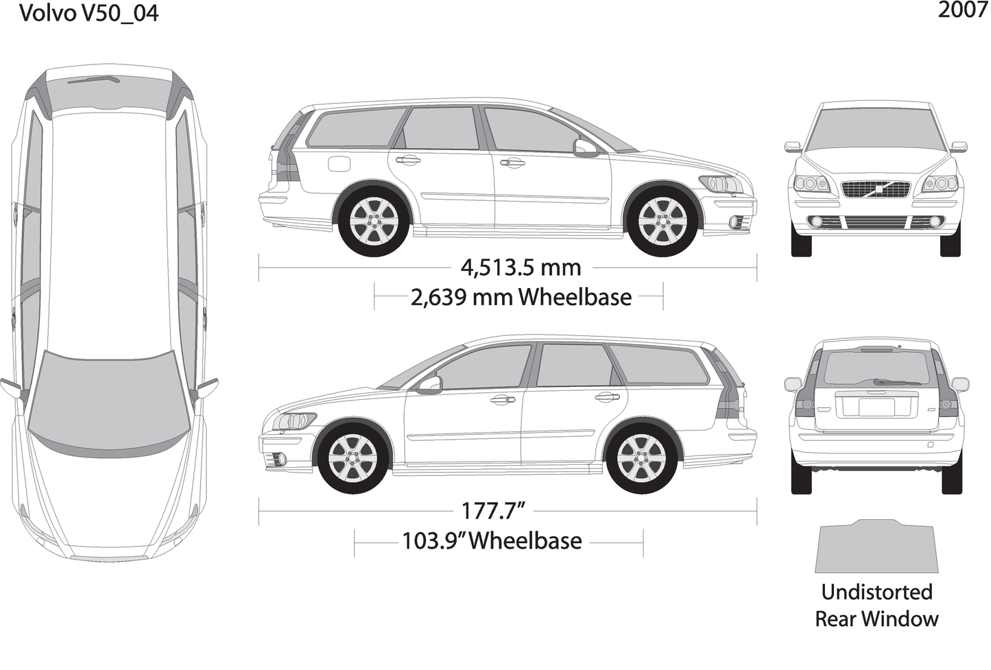2007 Volvo Volvo V50 V04 Vehicle Wrap Template