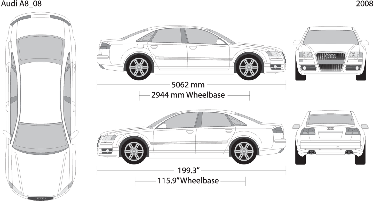 2008 Audi A8 V08 Vehicle Wrap Template