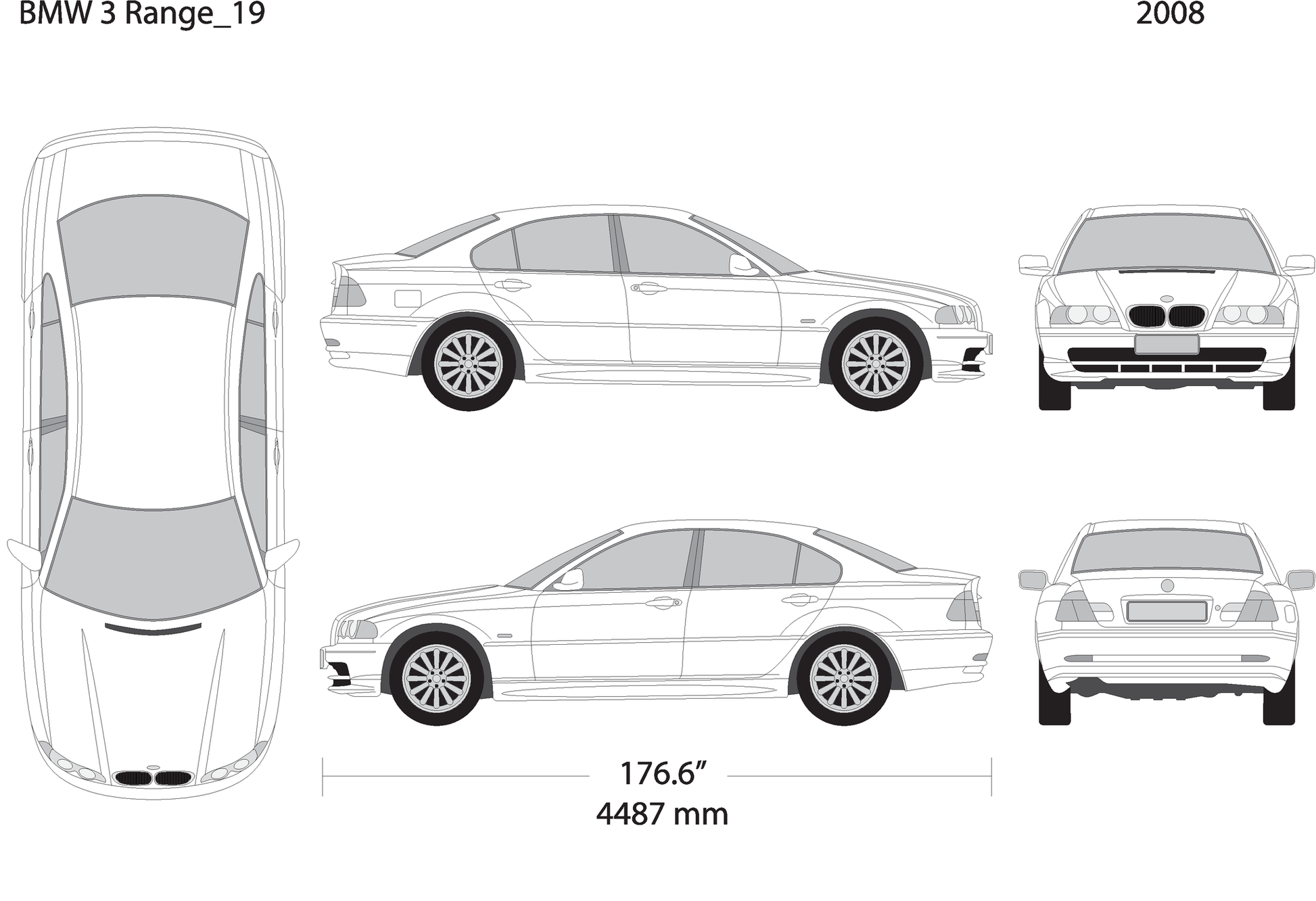 2008 Bmw 3 V19 Vehicle Wrap Template