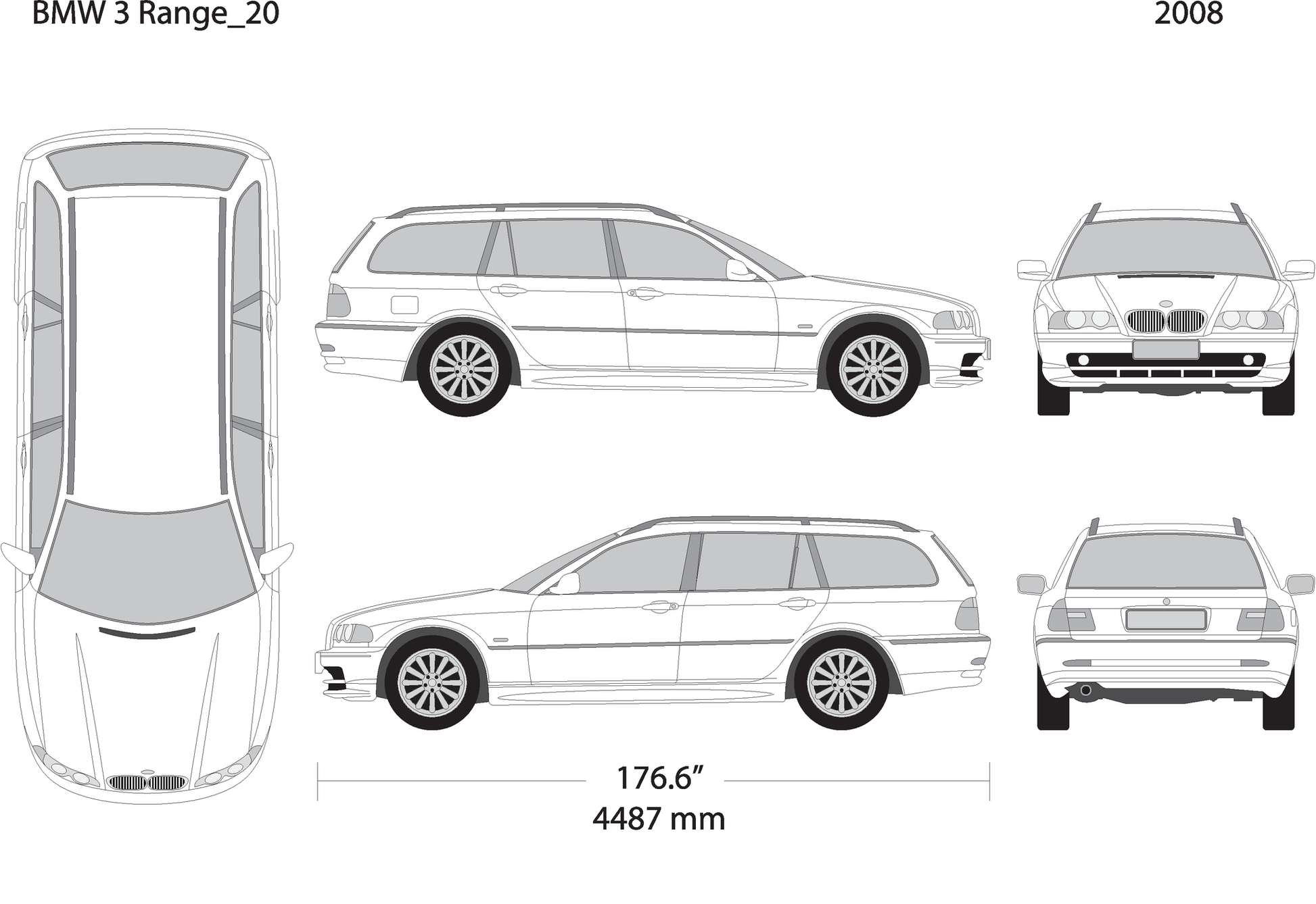 2008 Bmw 3 V20 Vehicle Wrap Template