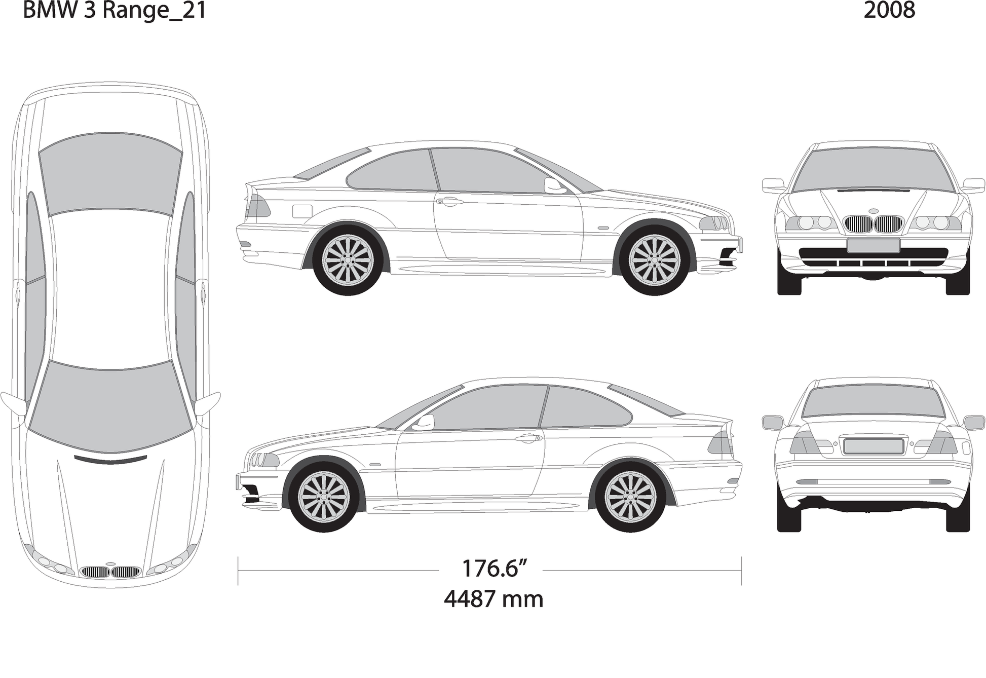 2008 Bmw 3 V21 Vehicle Wrap Template