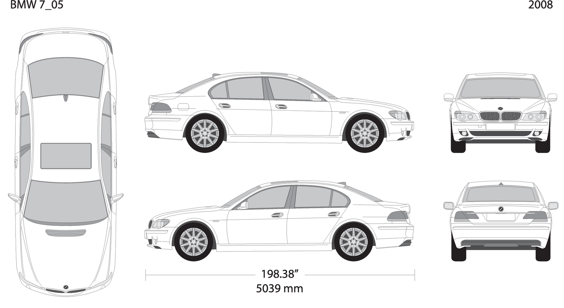 2008 Bmw 7 V05 Vehicle Wrap Template