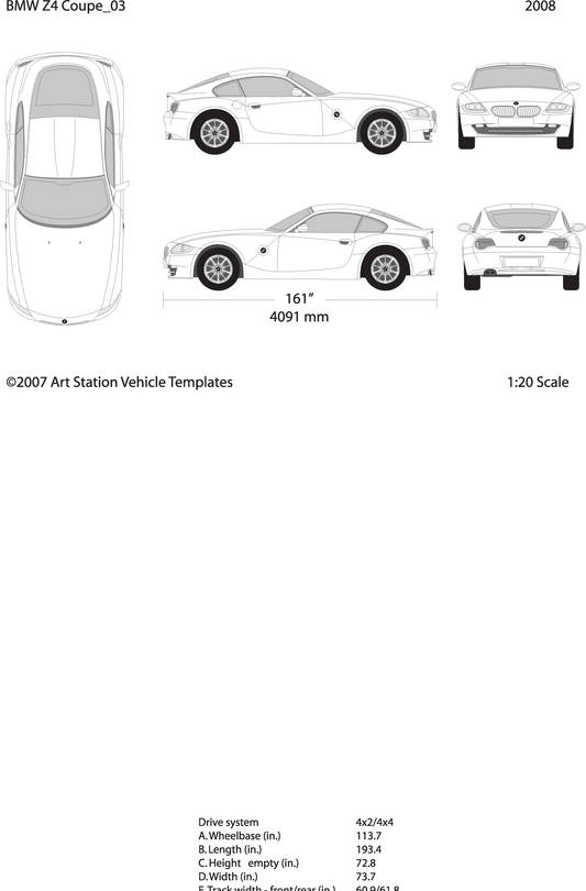 2008 Bmw Z4 V03 Vehicle Wrap Template