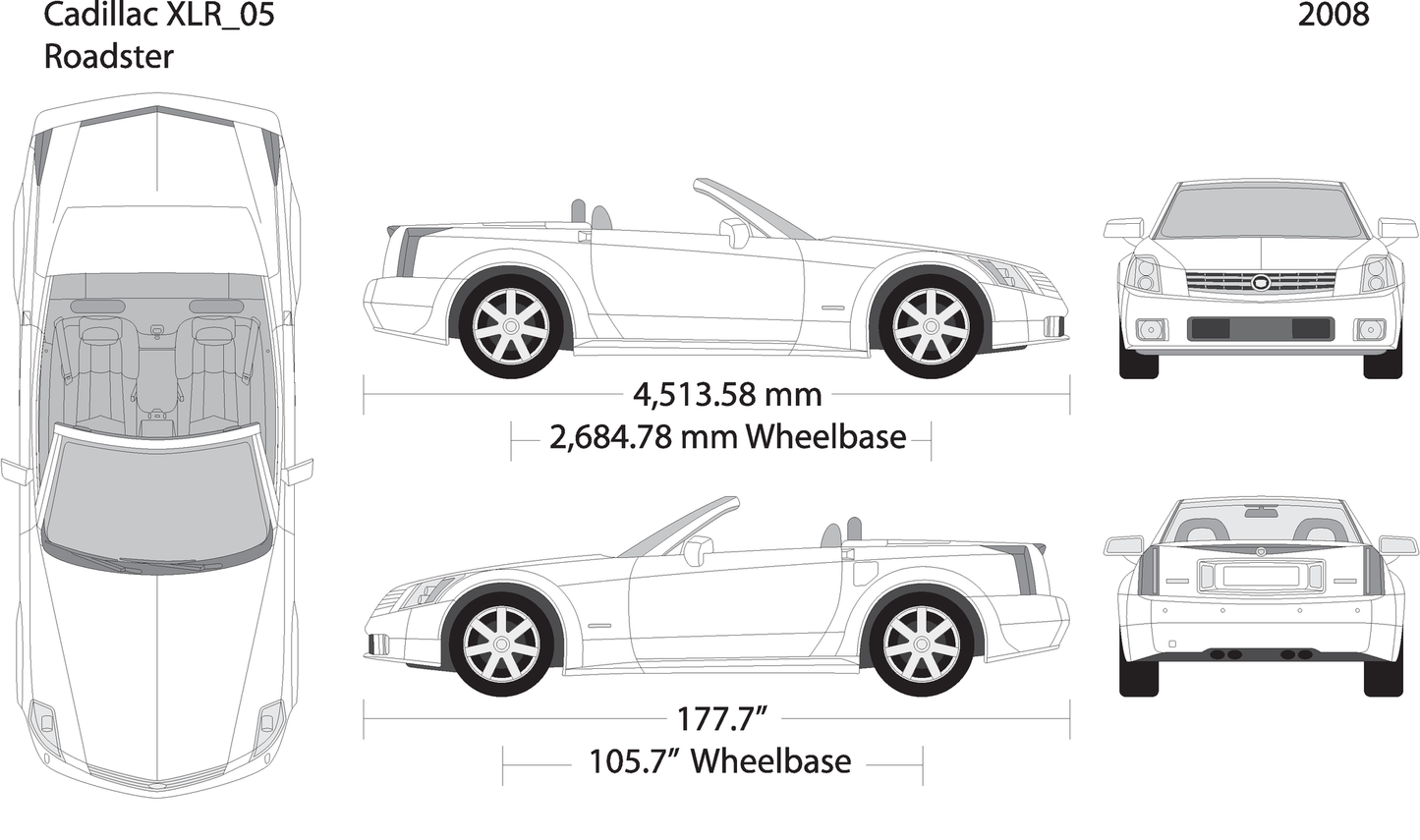 2008 Cadillac Xlr Roadster V05 Vehicle Wrap Template
