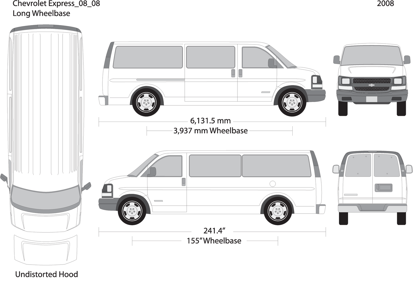 2008 Chevy Express V08 Vehicle Wrap Template