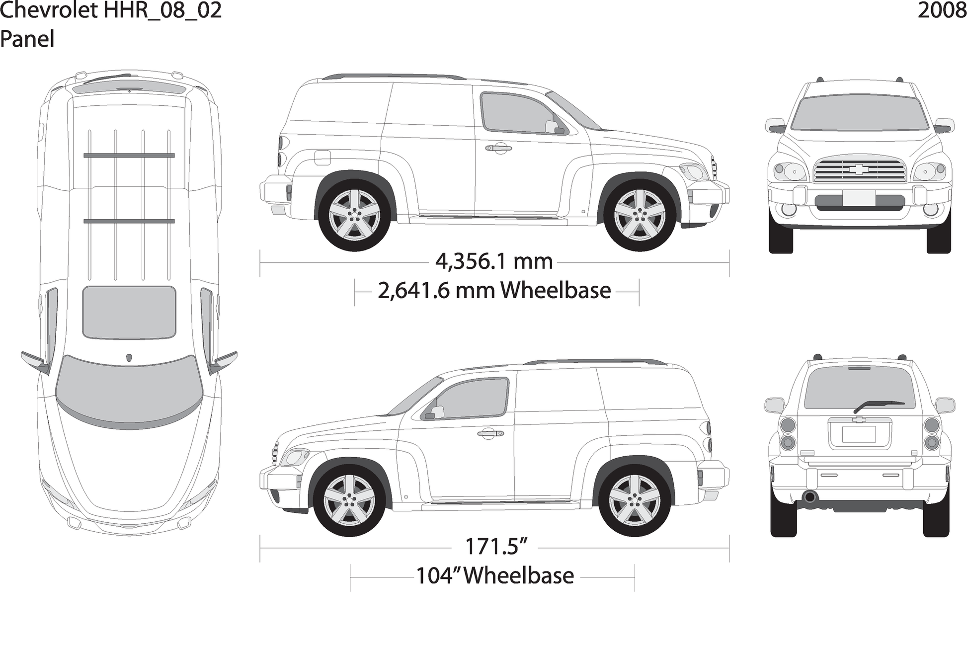 2008 Chevy Hhr V02 Vehicle Wrap Template