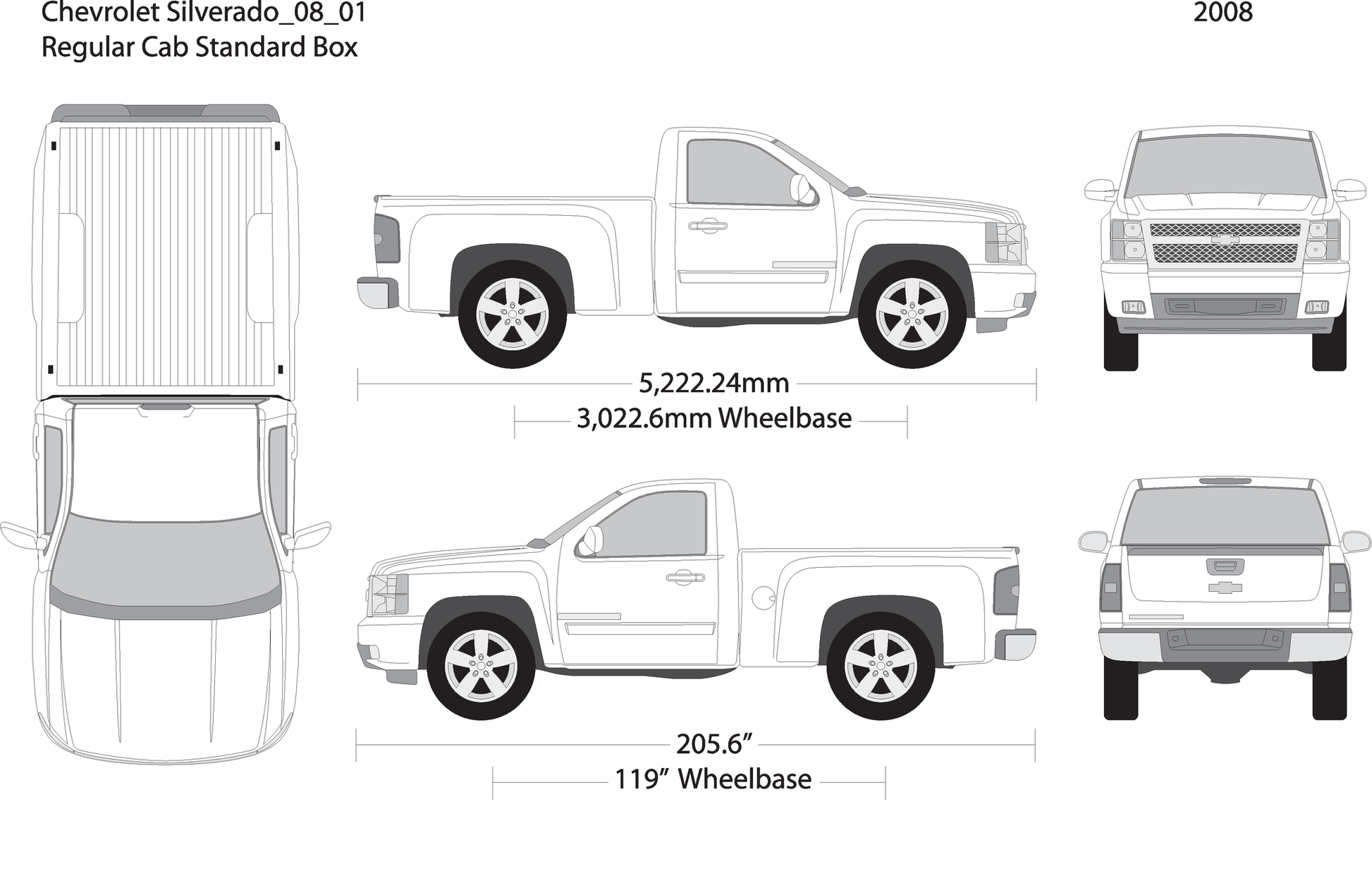 2008 Chevy Silverado 1500 V01 Vehicle Wrap Template