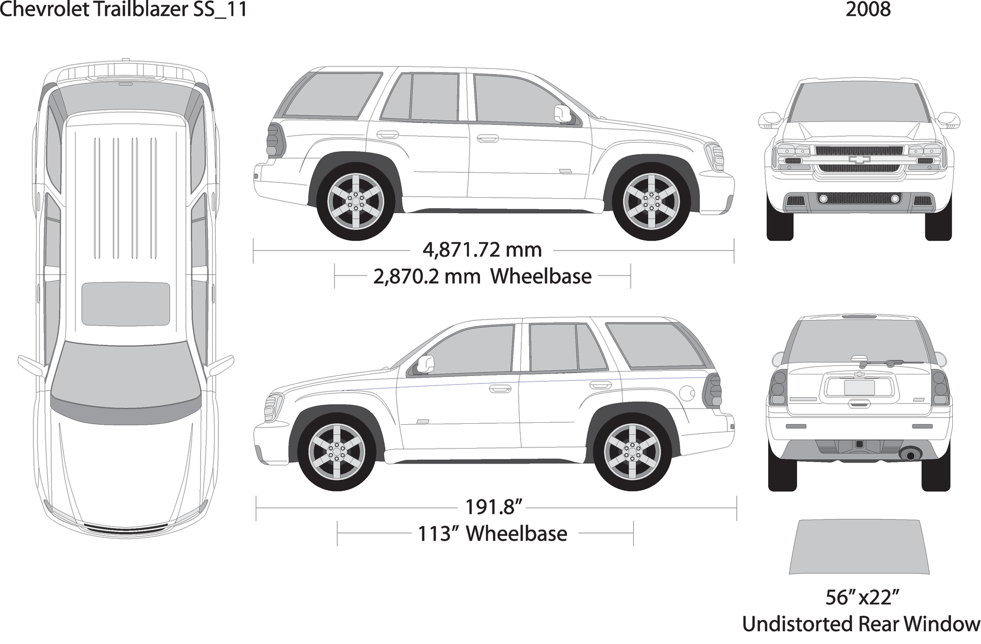 2008 Chevy Trailblazer V11 Vehicle Wrap Template