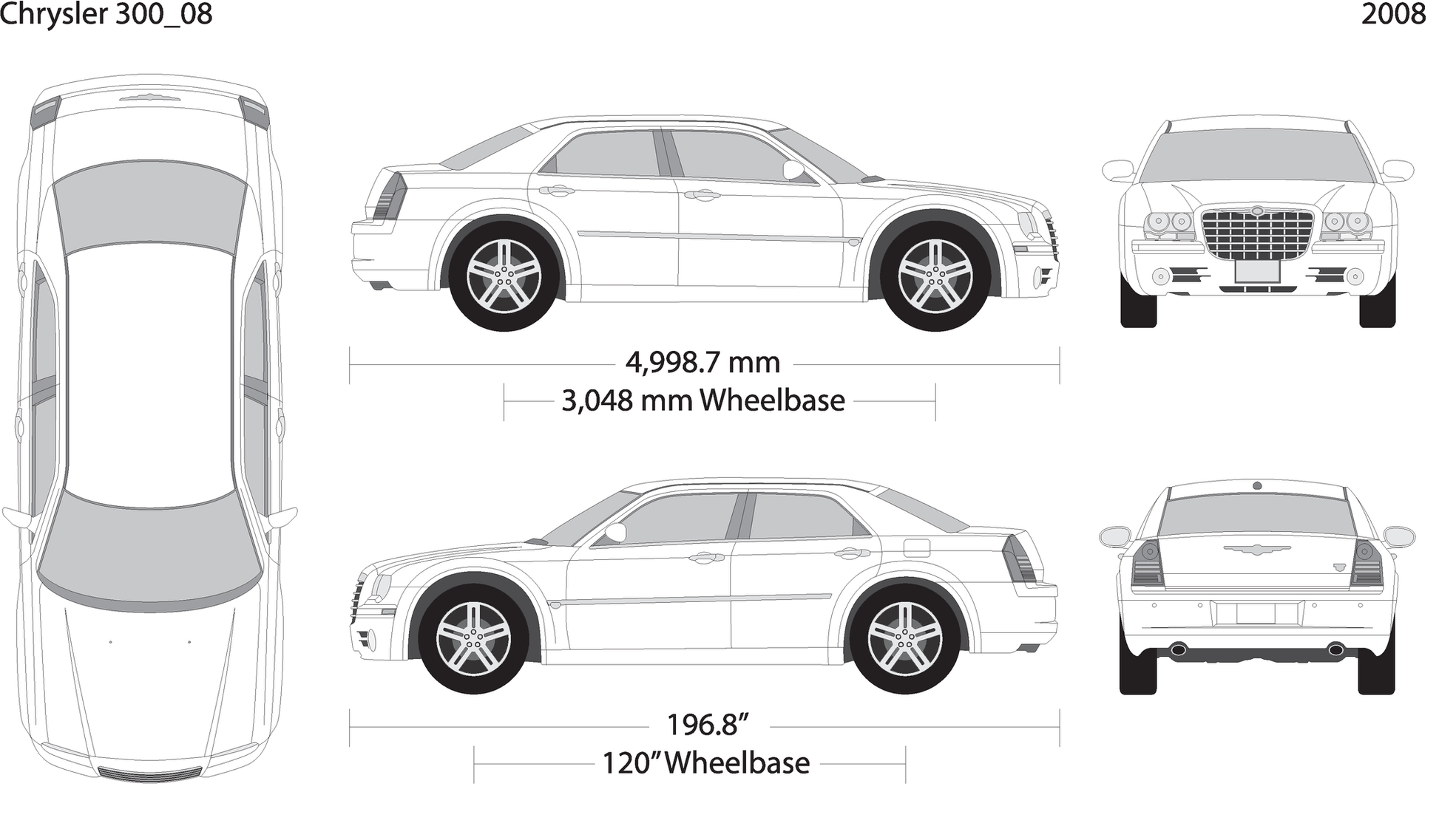 2008 Chrysler 300 V08 Vehicle Wrap Template