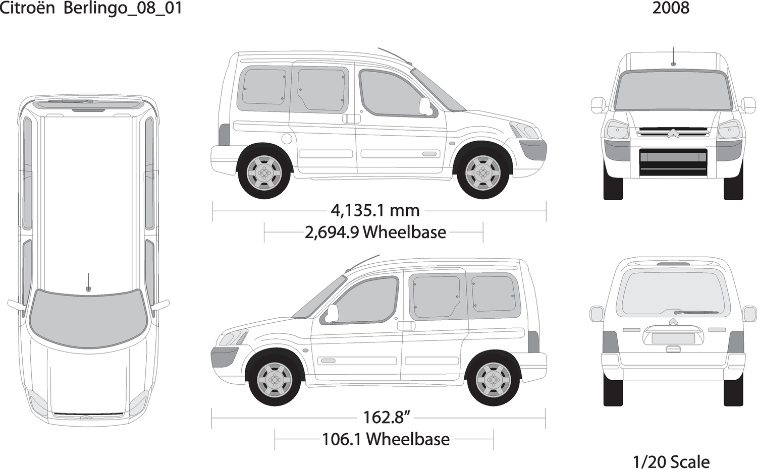 2008 Citroen Berlingo V01 Vehicle Wrap Template