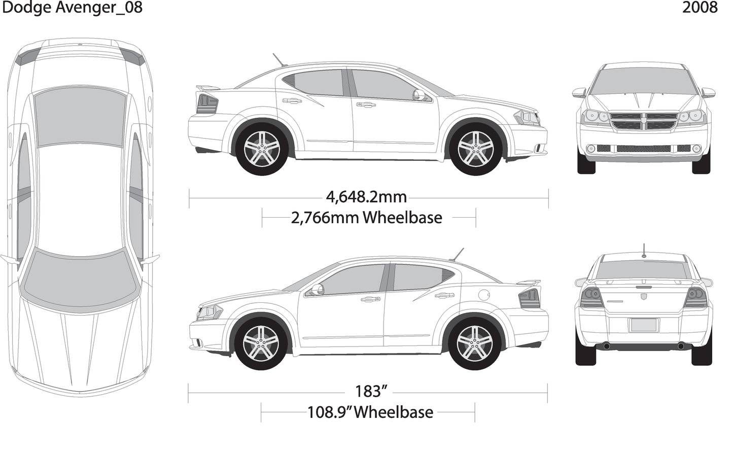 2008 Dodge Avenger V08 Vehicle Wrap Template