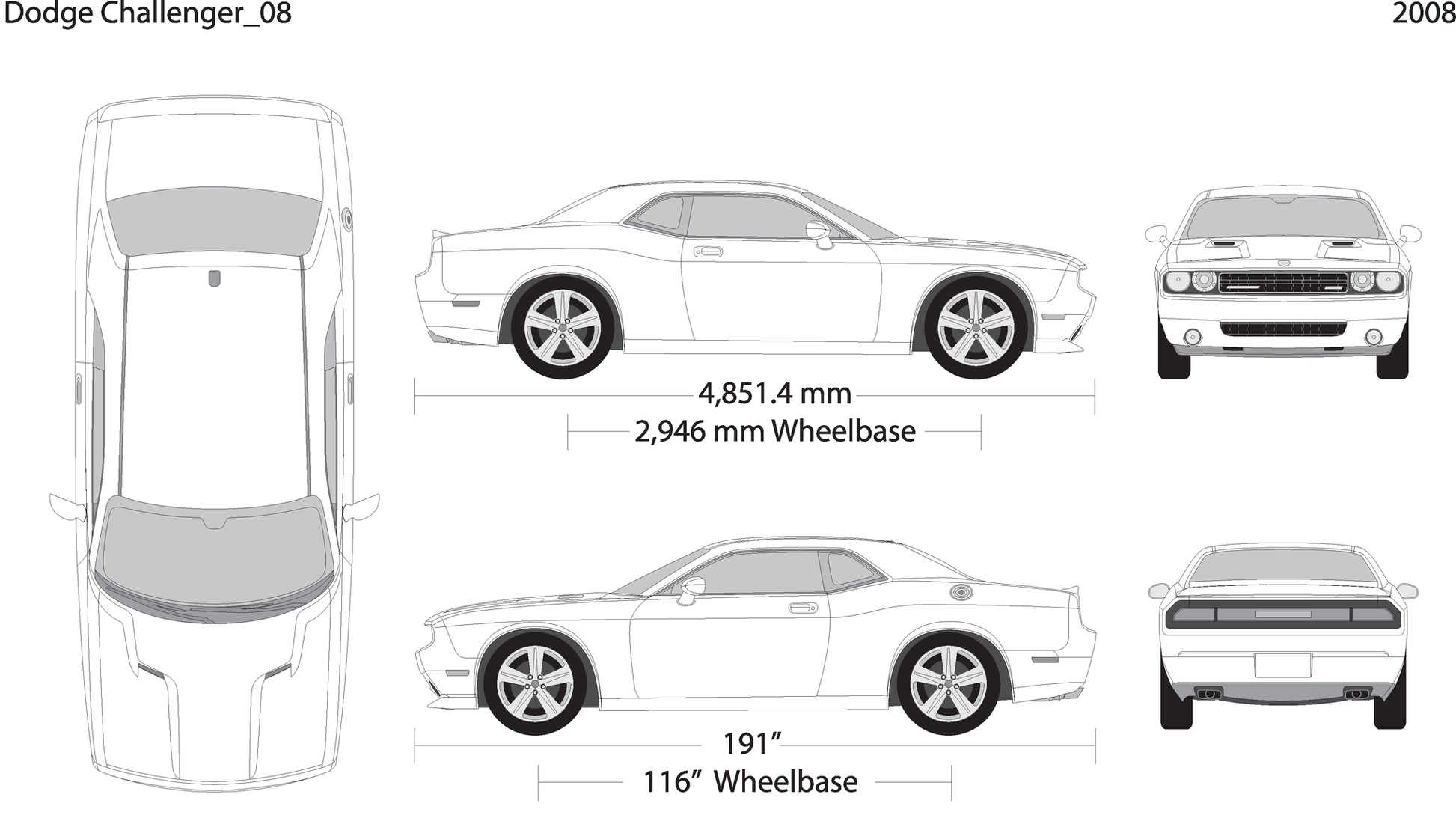 2008 Dodge Challenger V08 Vehicle Wrap Template