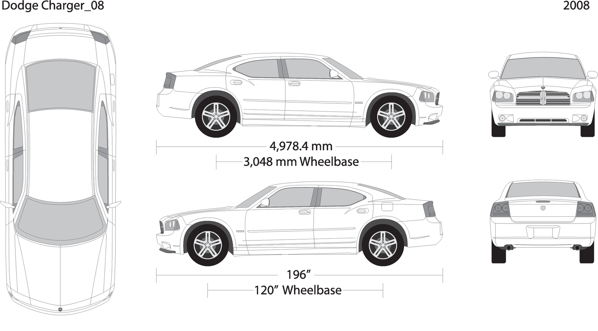 2008 Dodge Charger V08 Vehicle Wrap Template