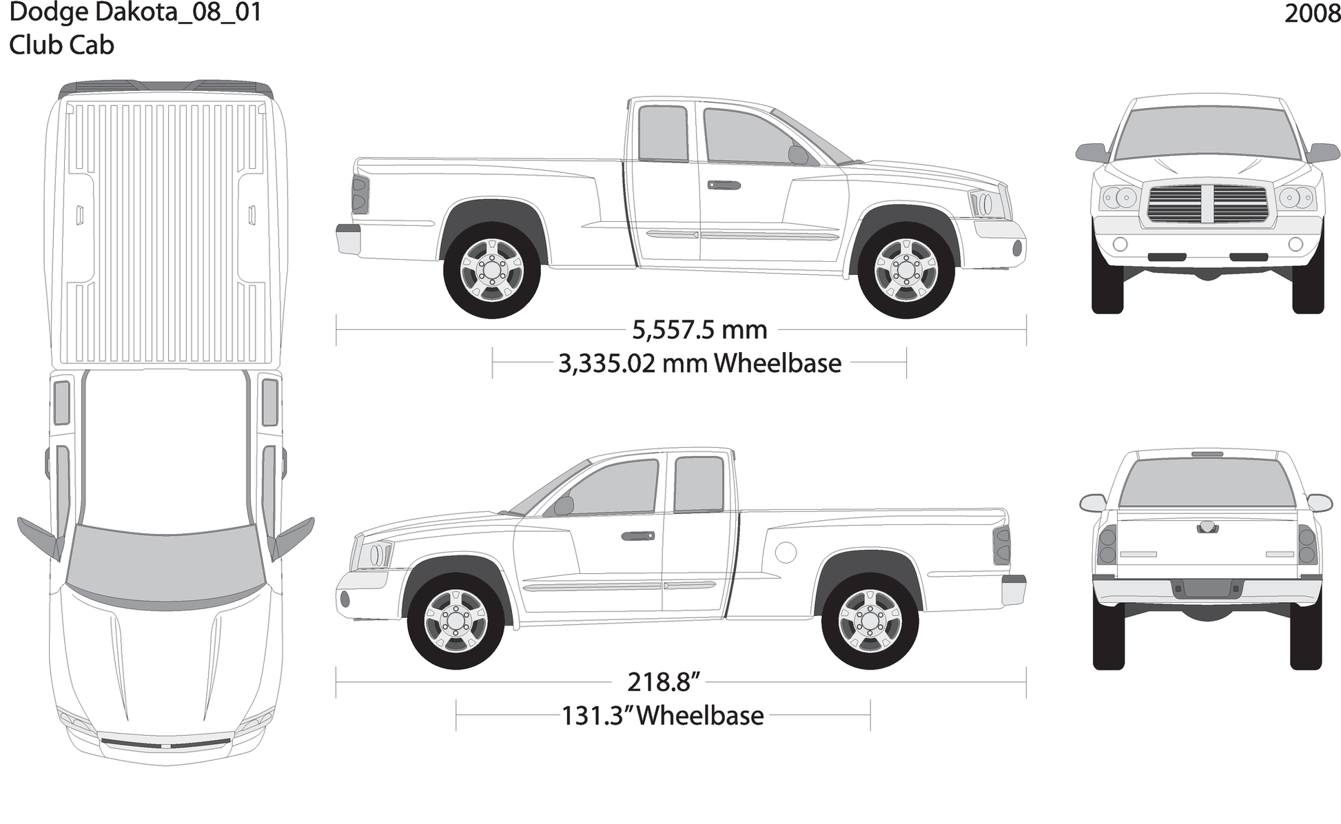 2008 Dodge Dakota V01 Vehicle Wrap Template