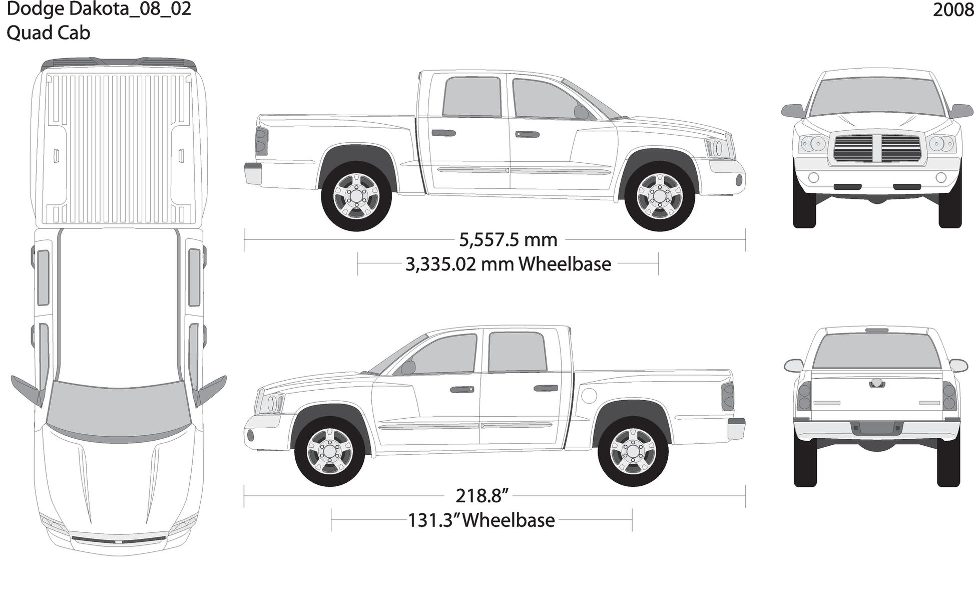 2008 Dodge Dakota V02 Vehicle Wrap Template