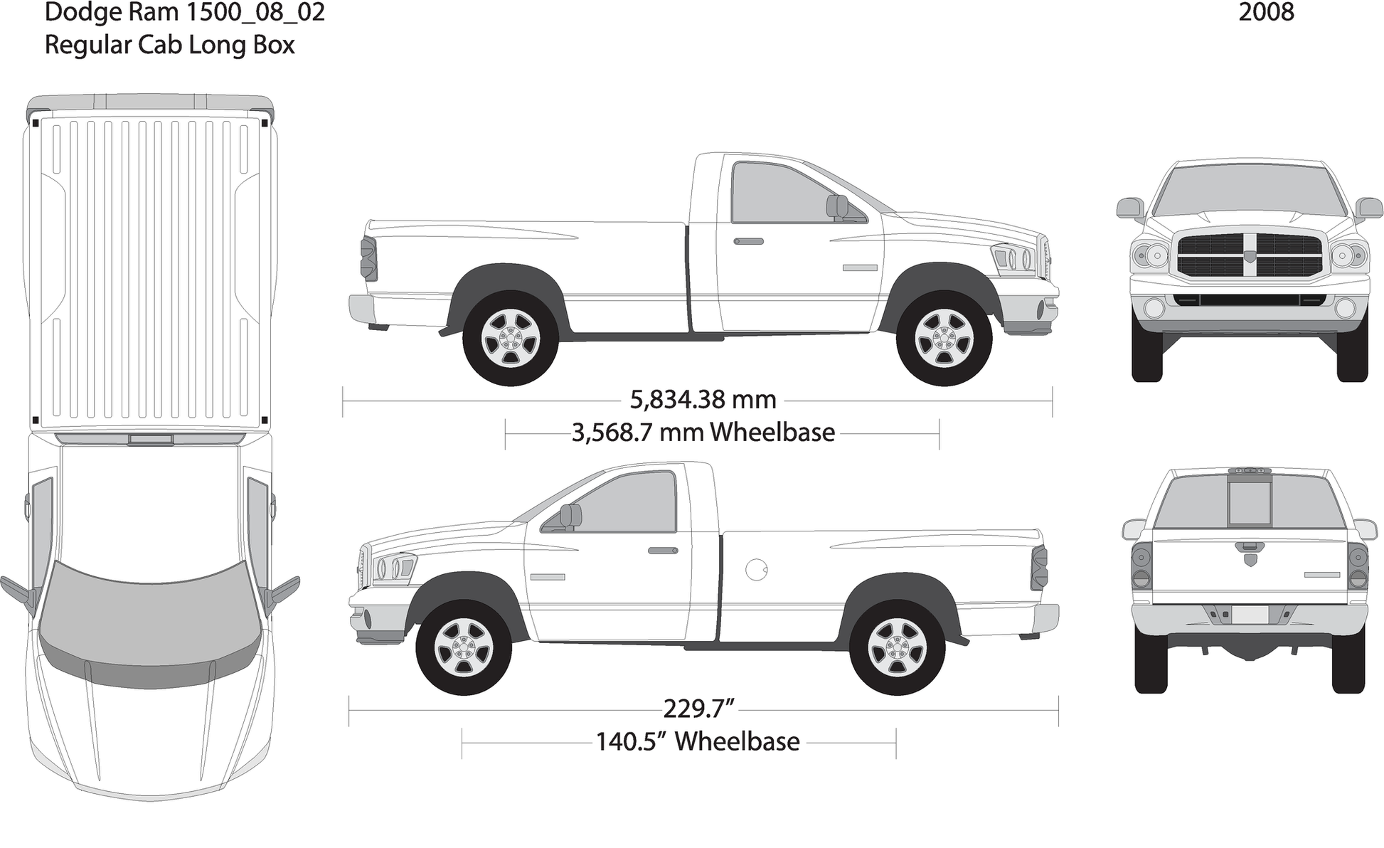 2008 Dodge Ram 1500 V02 Vehicle Wrap Template