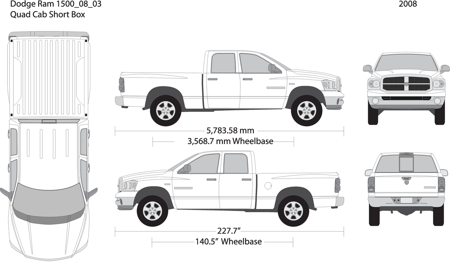 2008 Dodge Ram 1500 V03 Vehicle Wrap Template