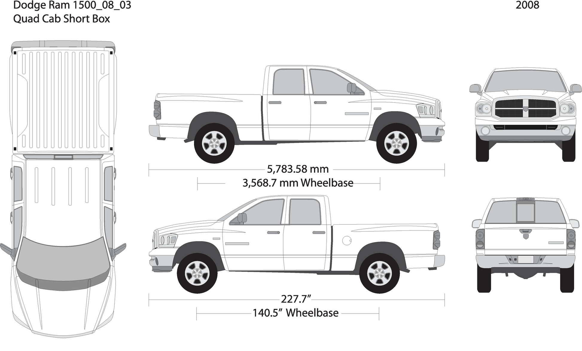2008 Dodge Ram 1500 V03 Vehicle Wrap Template
