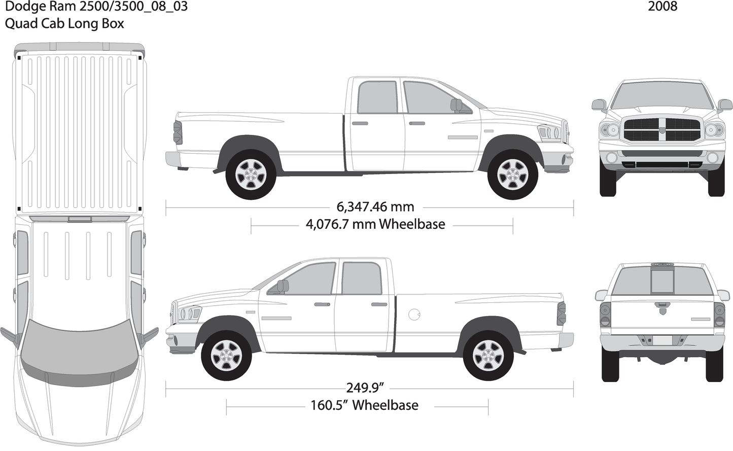 2008 Dodge Ram 2500 3500 V03 Vehicle Wrap Template